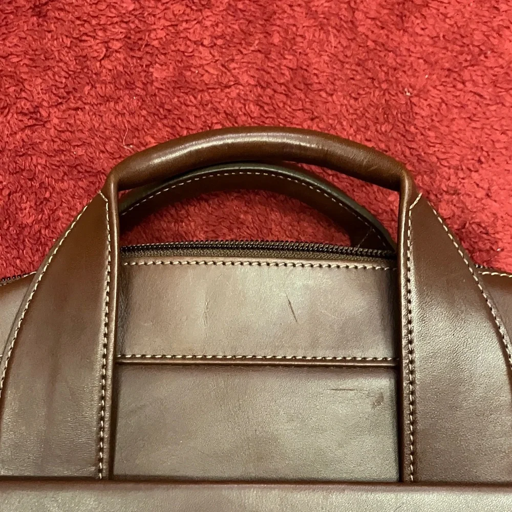 Alliance Collection Leather Briefcase/Attache w Shoulder Strap, Light Brown